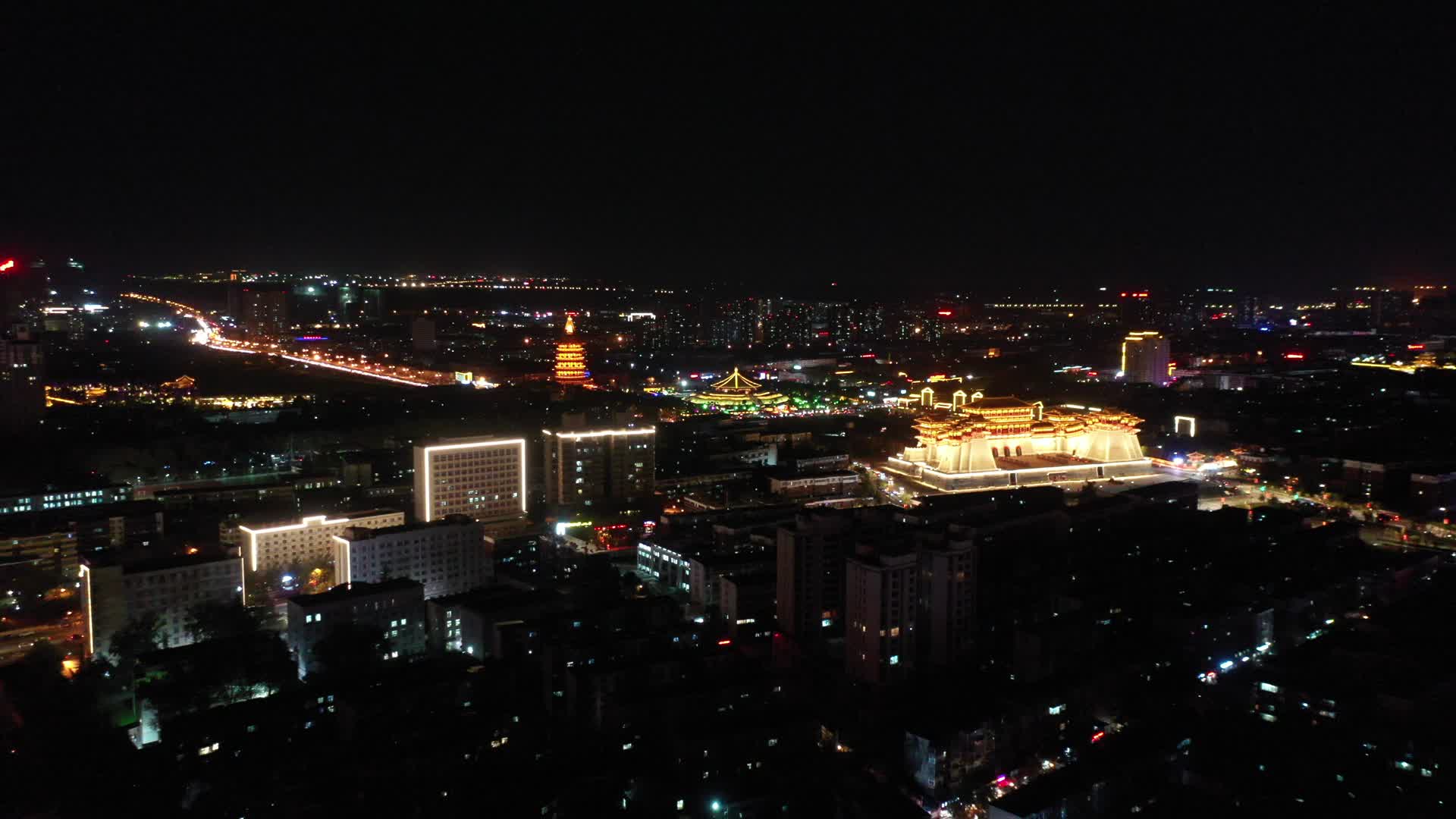 4k航拍洛阳应天门夜景视频的预览图