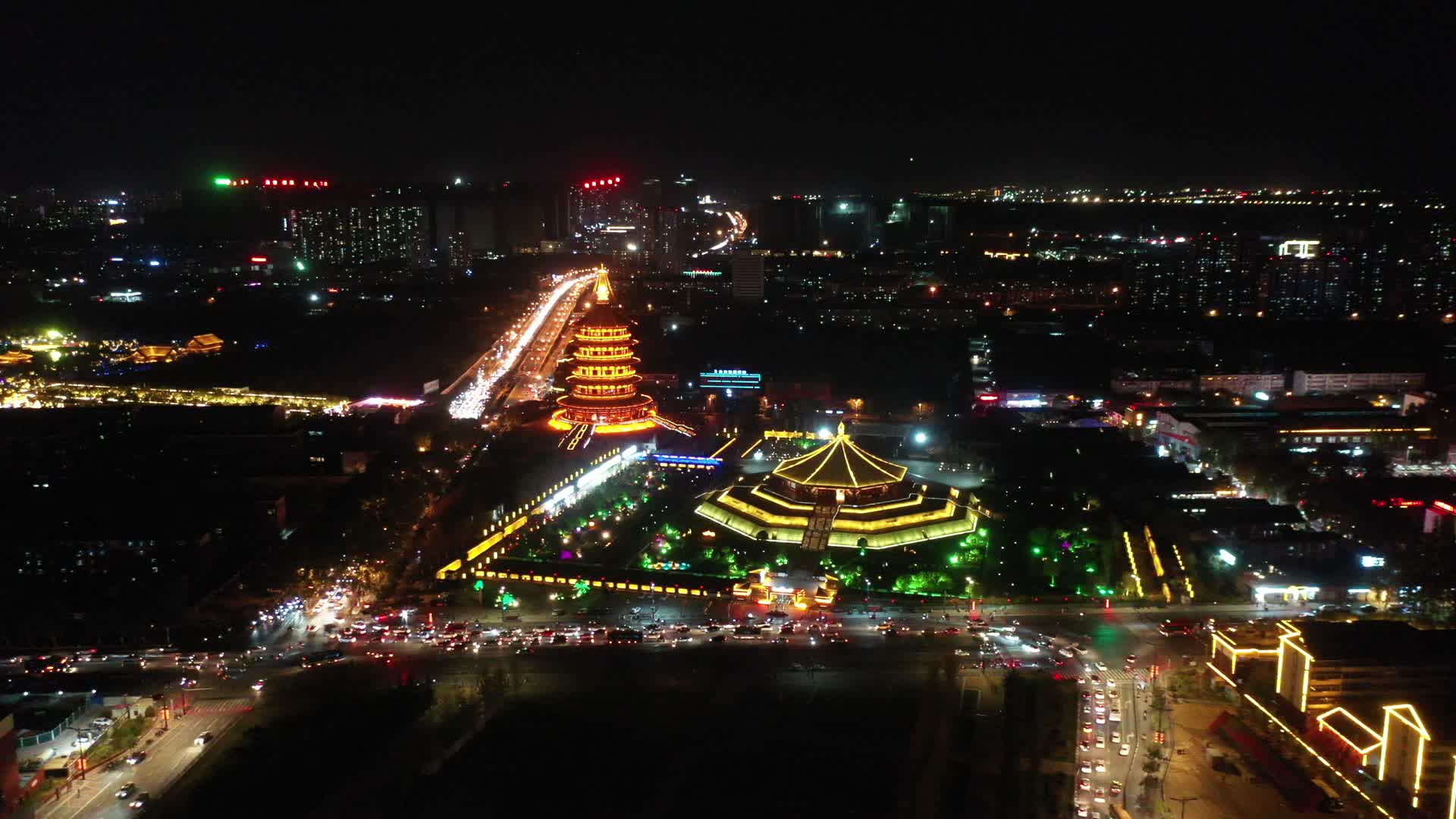 4k航拍洛阳城市夜景视频的预览图