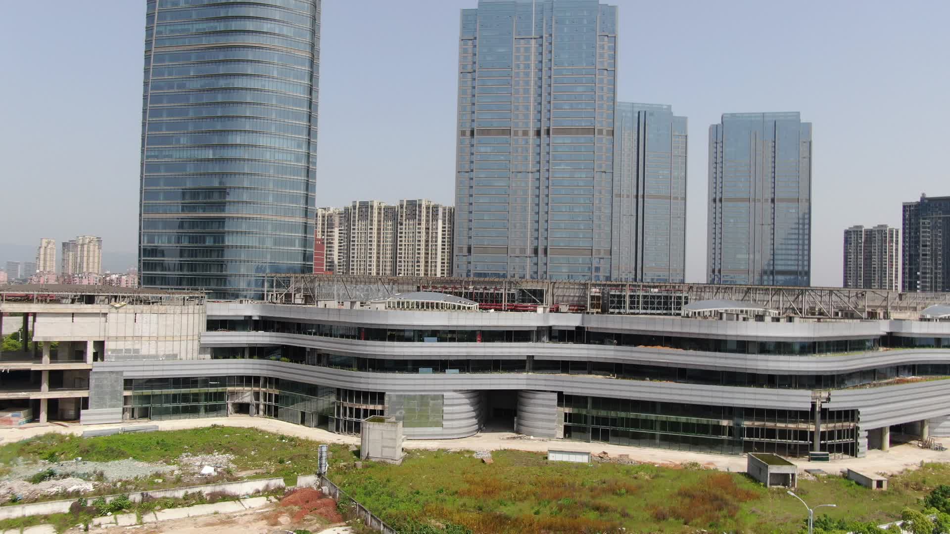 航拍江西南昌同心谷商联中心商务建筑视频的预览图