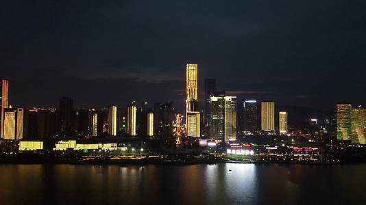 航拍湖南长沙湘江夜景灯光视频的预览图