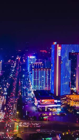航拍东莞国贸中心城市夜景灯光秀移动延时摄影视频的预览图