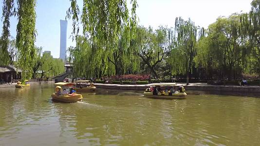 春天的公园北京团结湖公园游人踏春视频的预览图