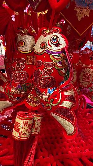 悬挂的中国春节新年装饰品视频的预览图
