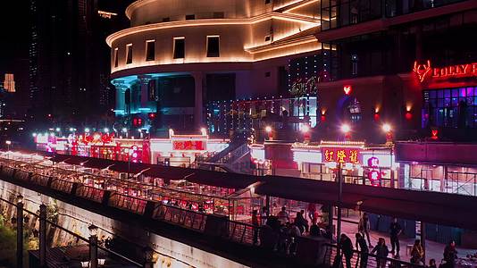 长沙河西鱼人码头城市夜景视频的预览图