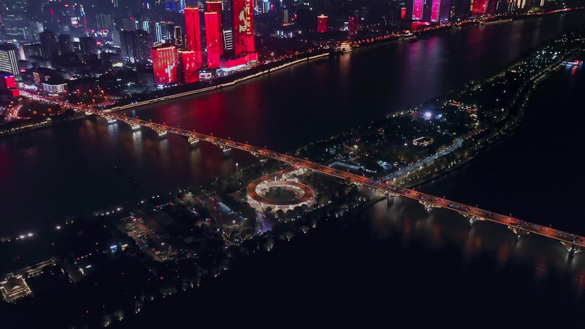 长沙湘江城市沿江航拍视频的预览图