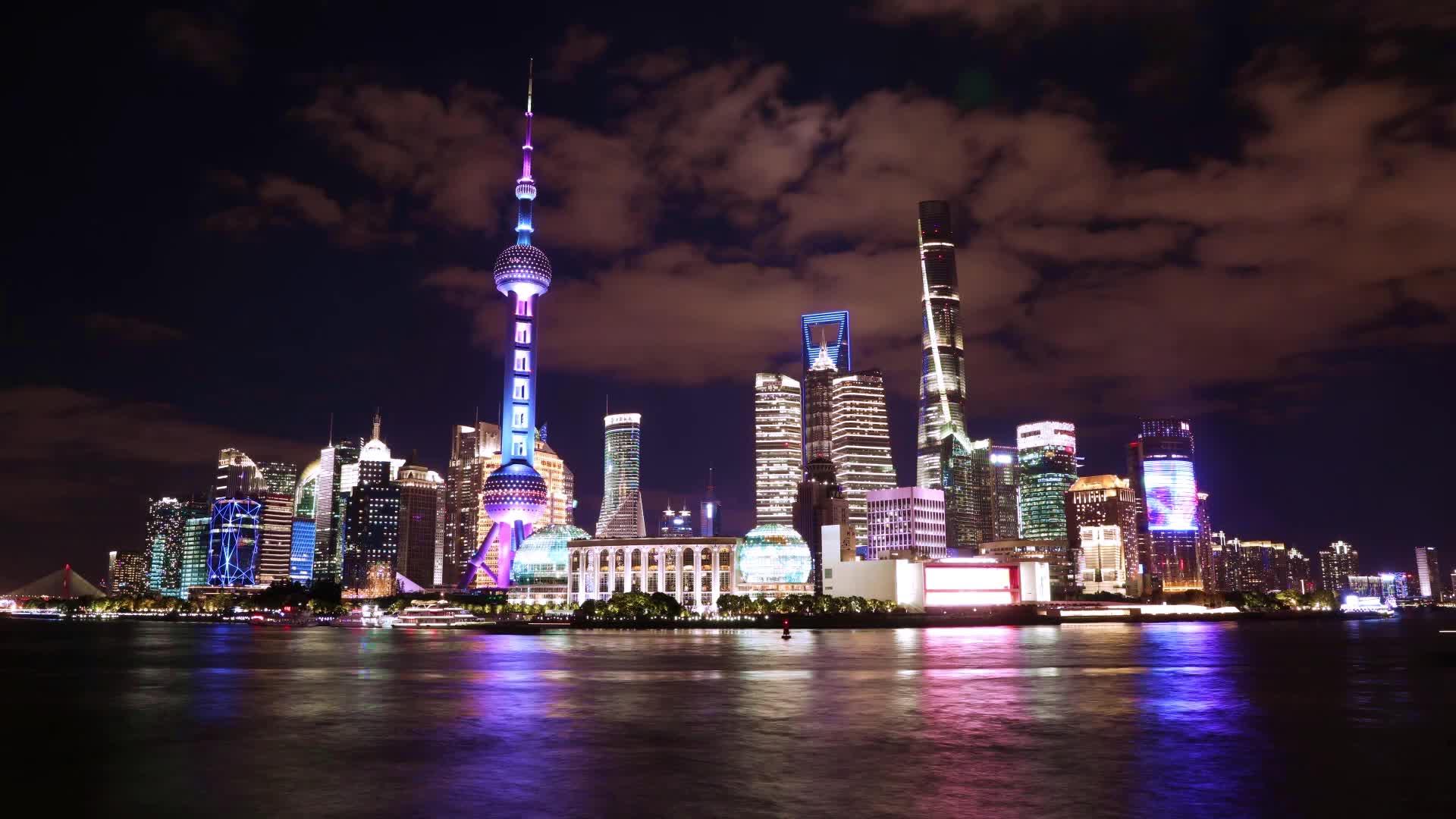 上海陆家嘴摩天大楼建筑城市风光夜景延时视频的预览图