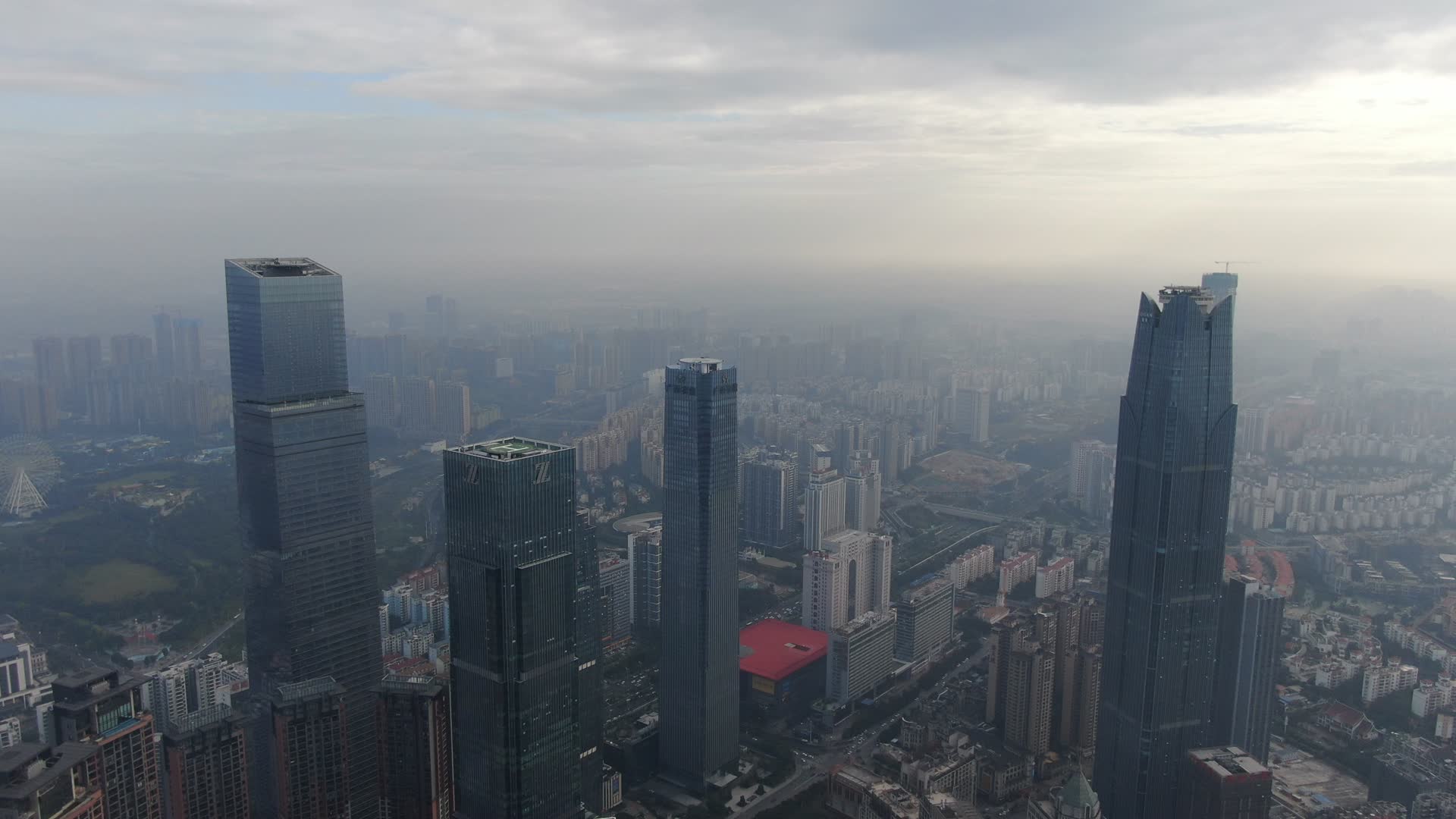 航拍广西南宁东盟商务特区商务建筑视频的预览图