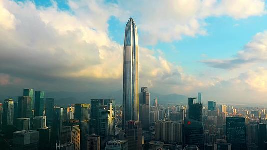 深圳平安大厦市民中心日落航拍视频的预览图