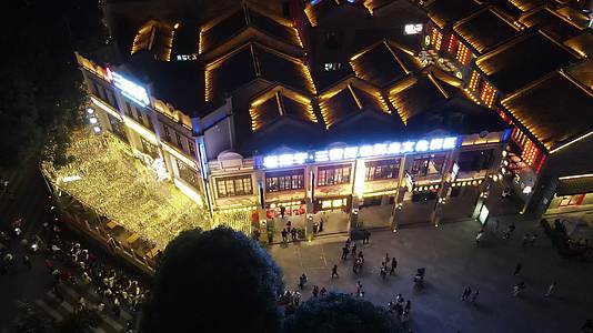 广西南宁三街两巷历史文化街区夜景航拍视频视频的预览图