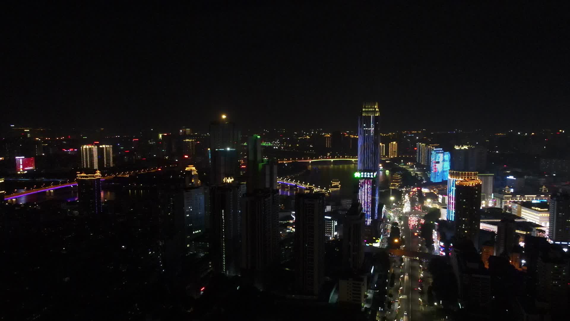 广西南宁城市夜景航拍视频视频的预览图