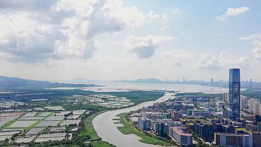 深圳河入海口香港边境实拍视频视频的预览图