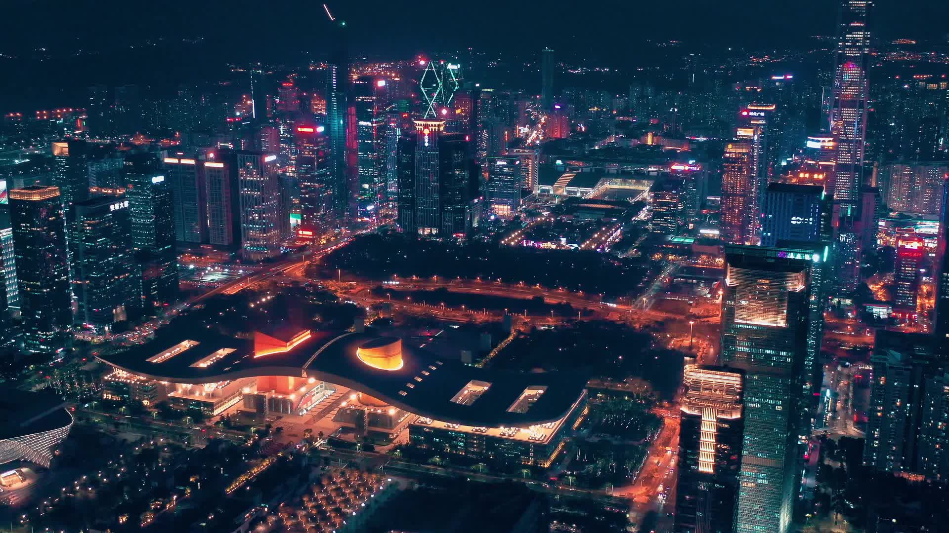 深圳市民中心中轴线航拍实拍视频视频的预览图