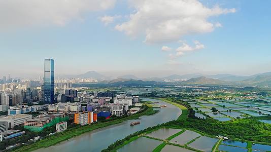深圳河入海口香港边境实拍视频视频的预览图