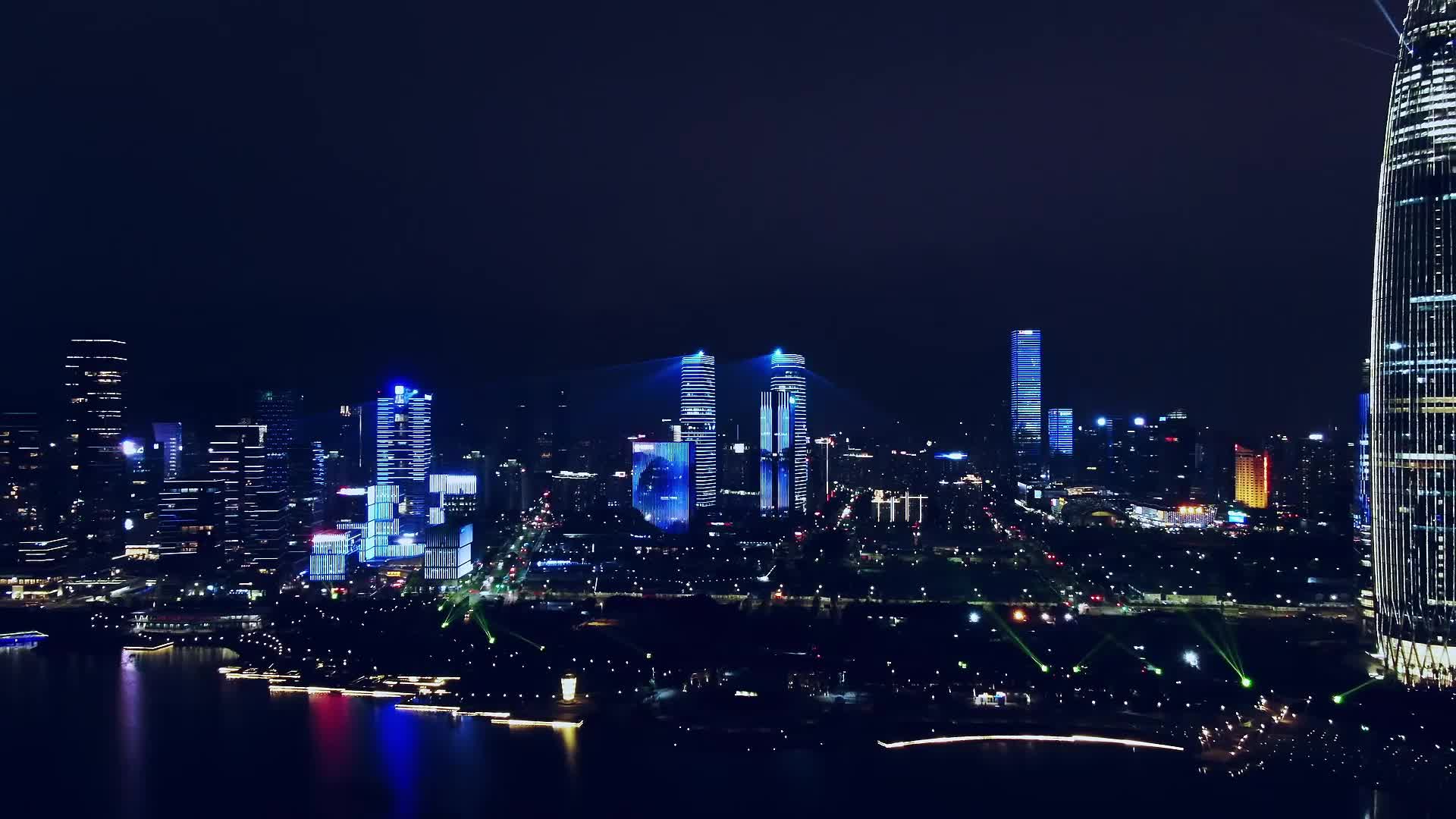 深圳湾夜景航拍实拍视频视频的预览图