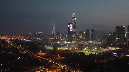 深圳湾夜景航拍视频视频的预览图