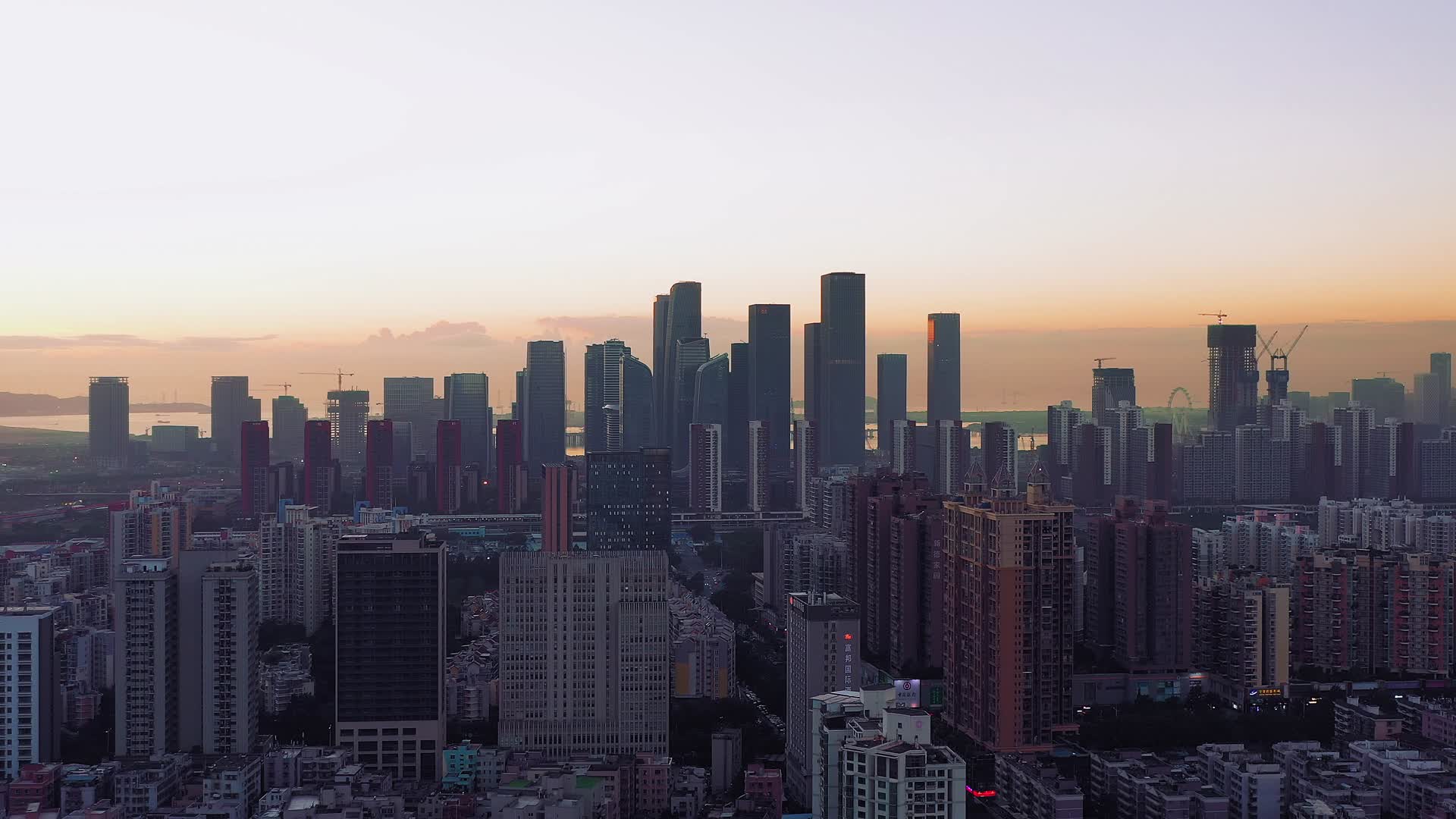 深圳前海地标日落剪影视频的预览图