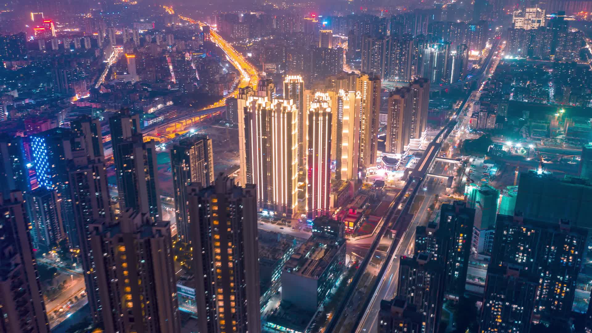 深圳龙华龙胜航拍延时夜景视频的预览图