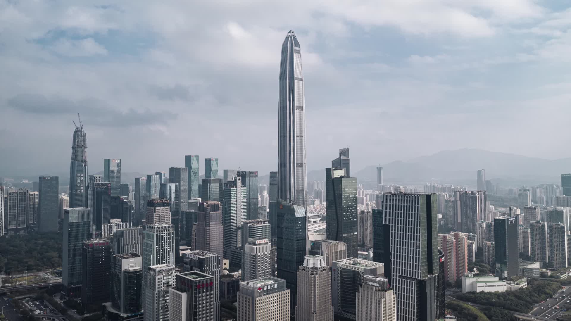 深圳城市地标平安大厦航拍延时视频的预览图