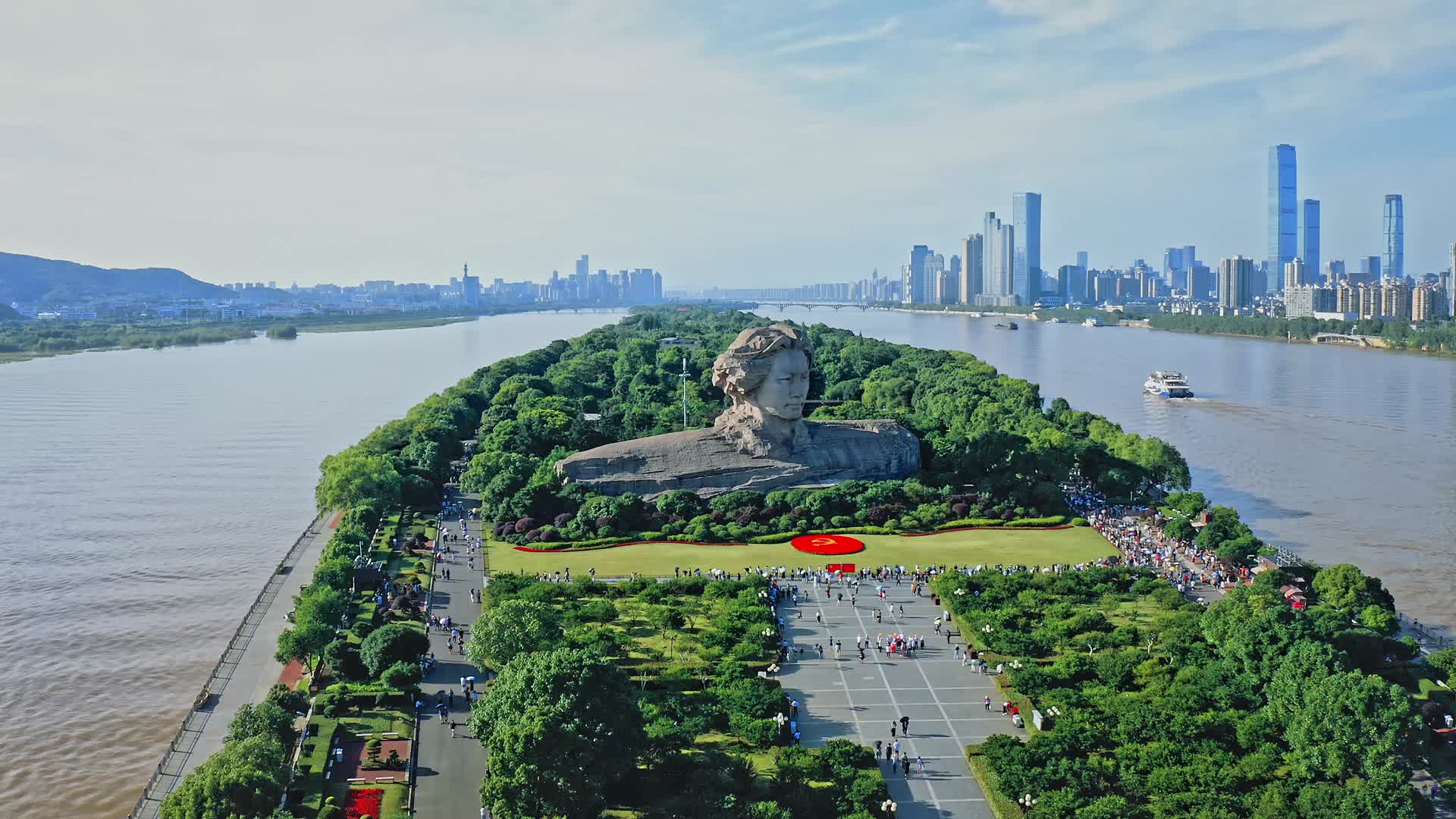 长沙自然风光湘江视频的预览图