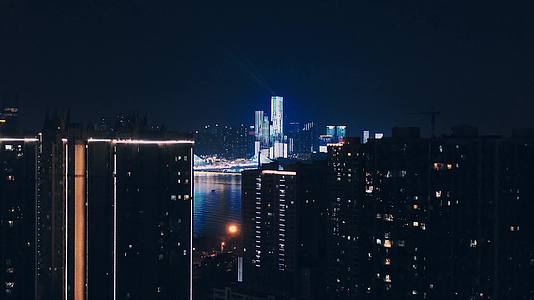 长沙湘江银盆岭大桥城市夜景航拍视频视频的预览图