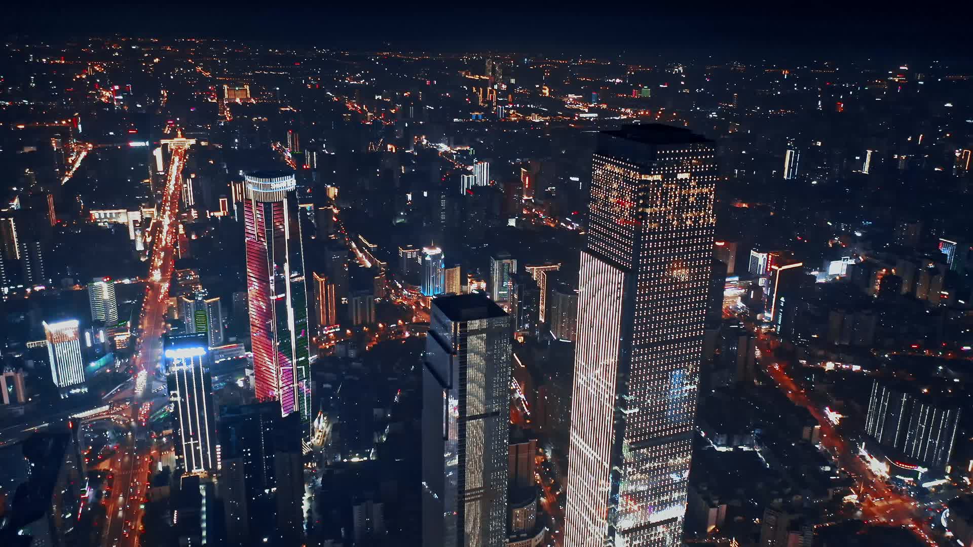 长沙国金大厦夜景航拍视频的预览图
