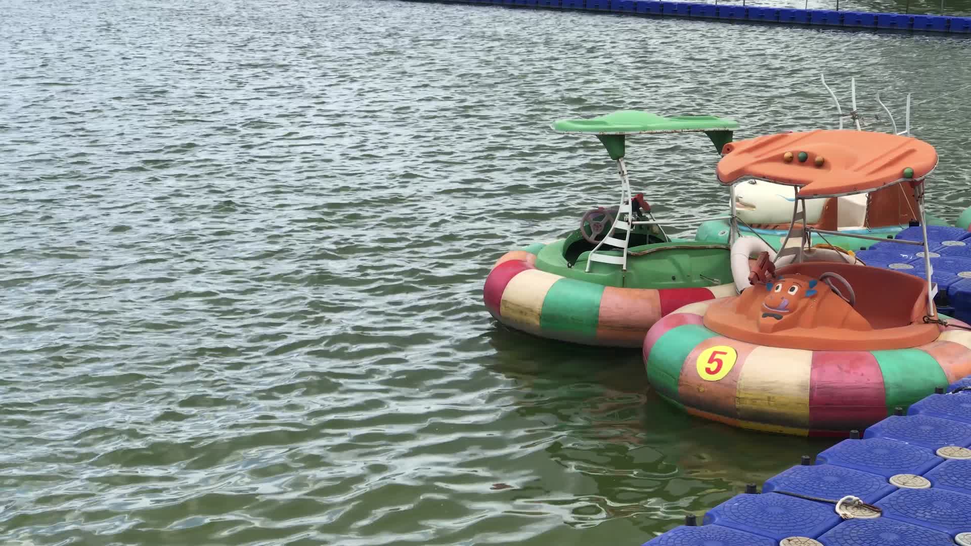 公园里水面上的游乐皮艇视频的预览图