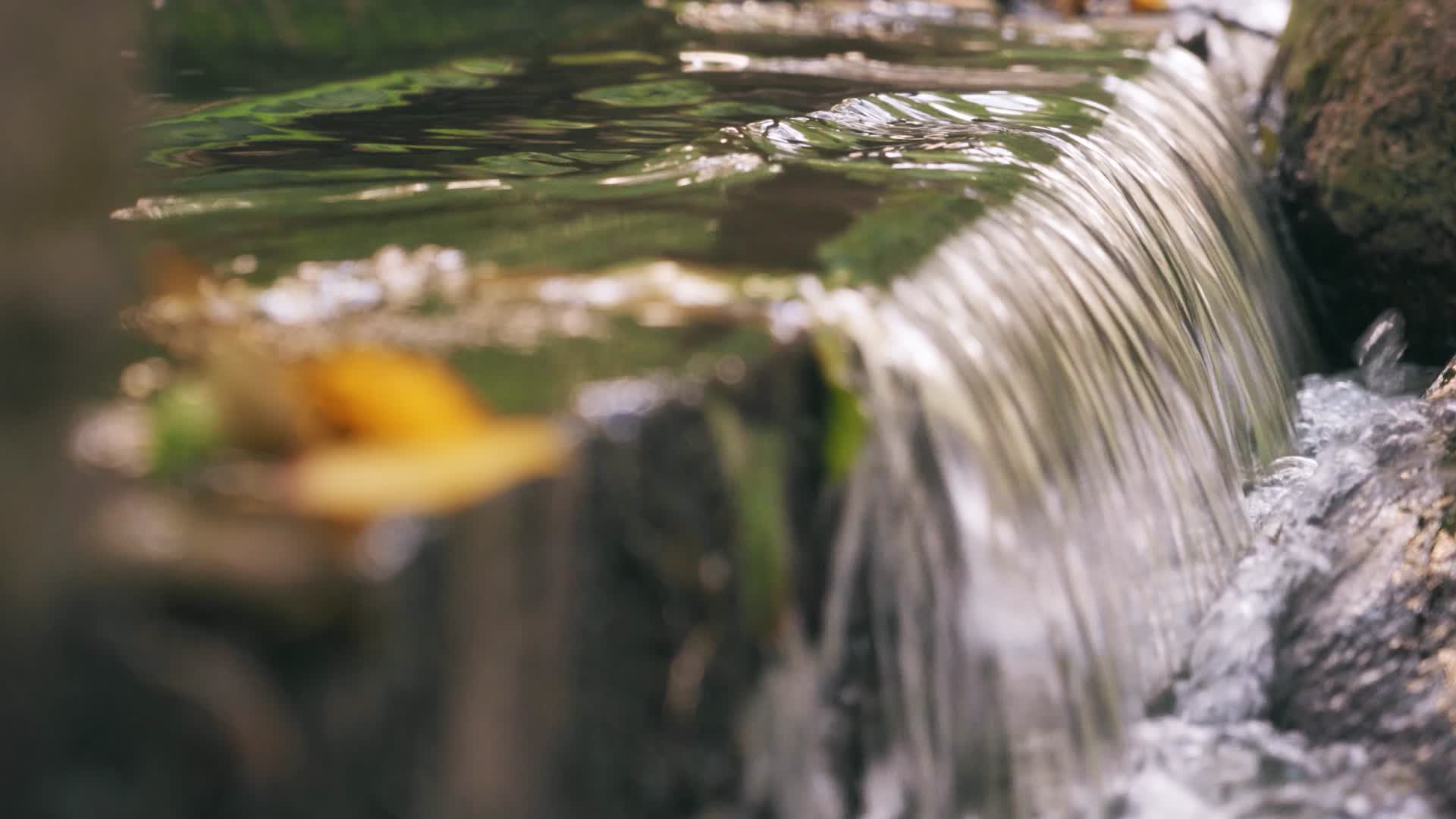 秋天流淌在山谷中的溪流实拍视频的预览图