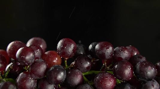 棚拍黑背景新鲜葡萄视频的预览图