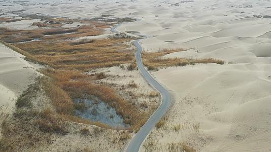 新疆罗布人村寨沙漠公路视频的预览图