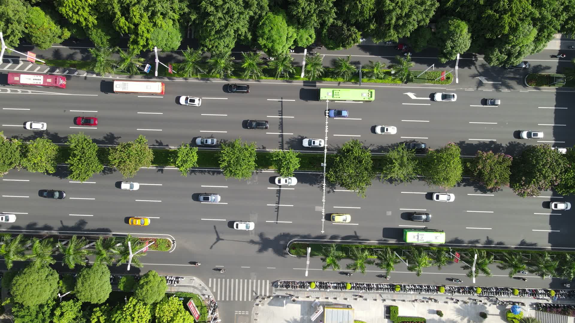 广西南宁民族大道绿化交通视频航拍视频的预览图