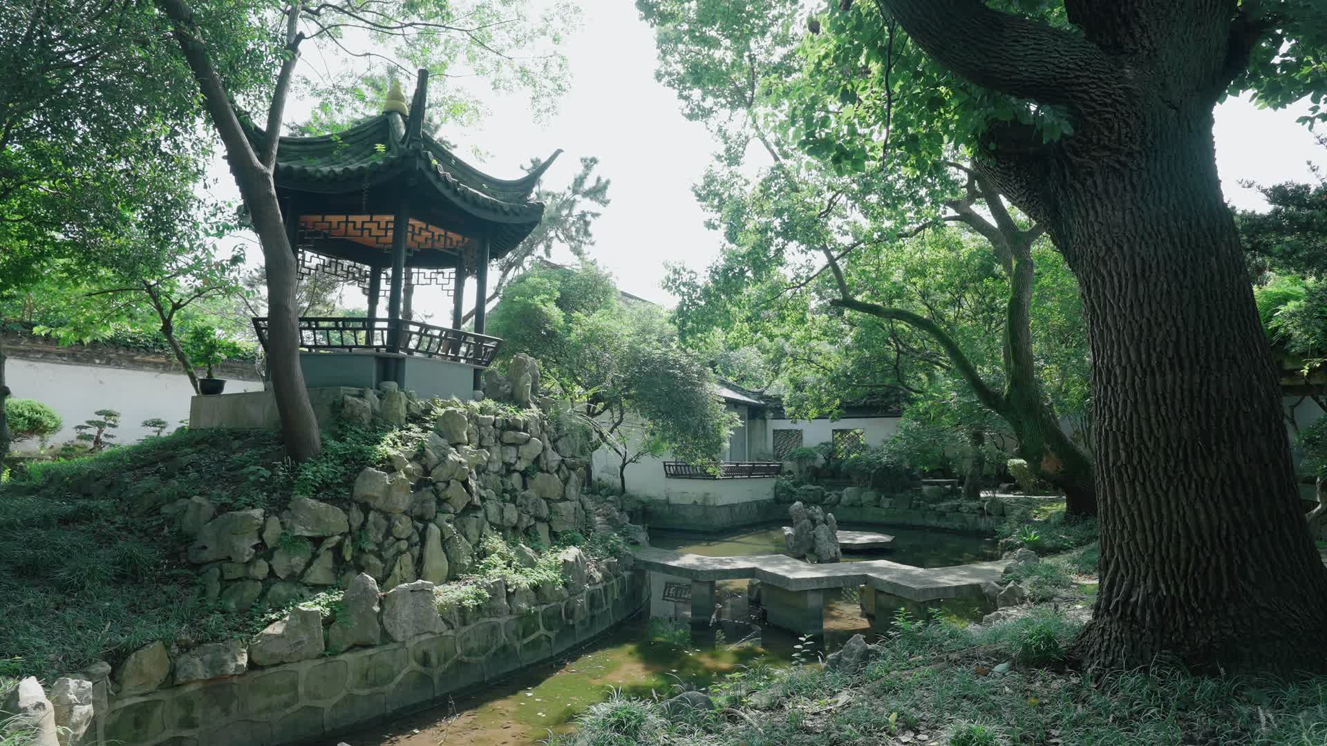 4K江南园林古镇风景古亭视频的预览图