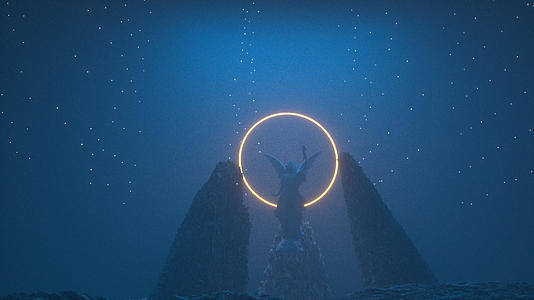 天使雕像星空科幻创意背景素材视频的预览图