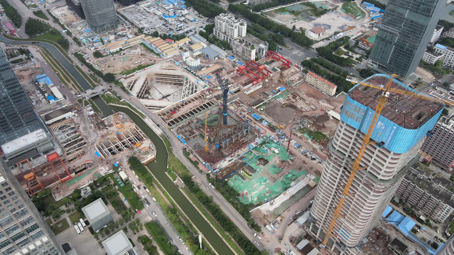 广州琶洲CBD建筑工地航拍视频的预览图