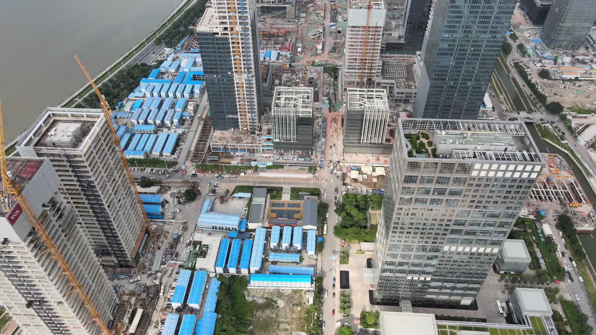 广州琶洲CBD建筑工地航拍视频的预览图