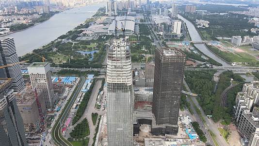 航拍广州城市建筑城市基建广州磨碟沙视频的预览图