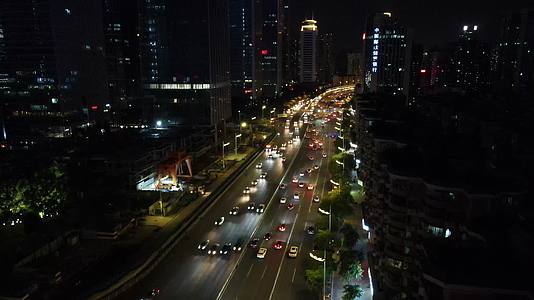 广州城市夜景车流交通航拍视频的预览图