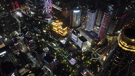 广州珠江新城CBD夜景灯光城市高空航拍视频的预览图