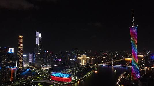 广州塔和城市CBD夜景航拍视频的预览图