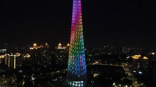 广州小蛮腰广州塔夜景风光视频的预览图