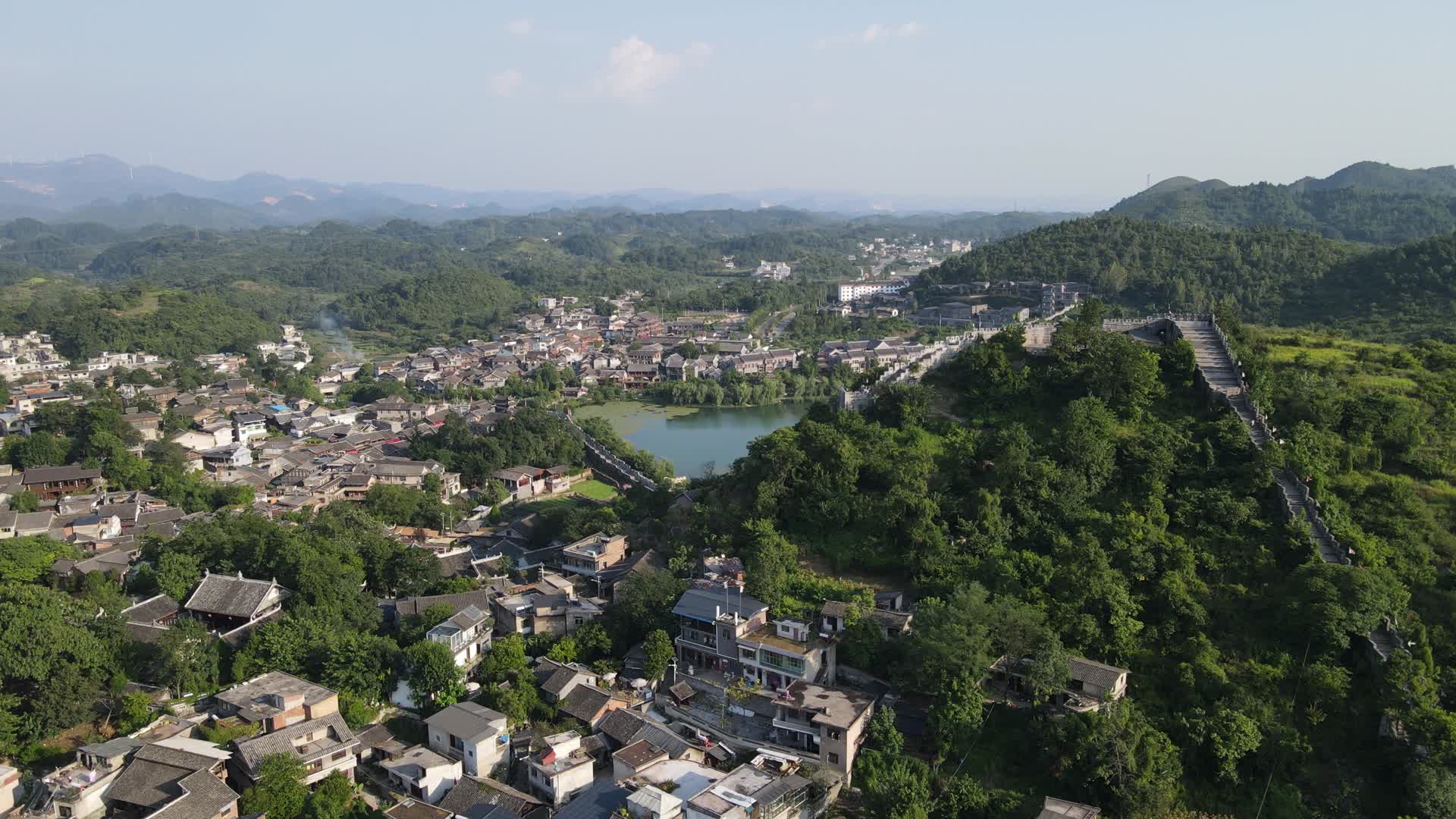 贵州贵阳青岩古镇5A景区4K航拍视频视频的预览图