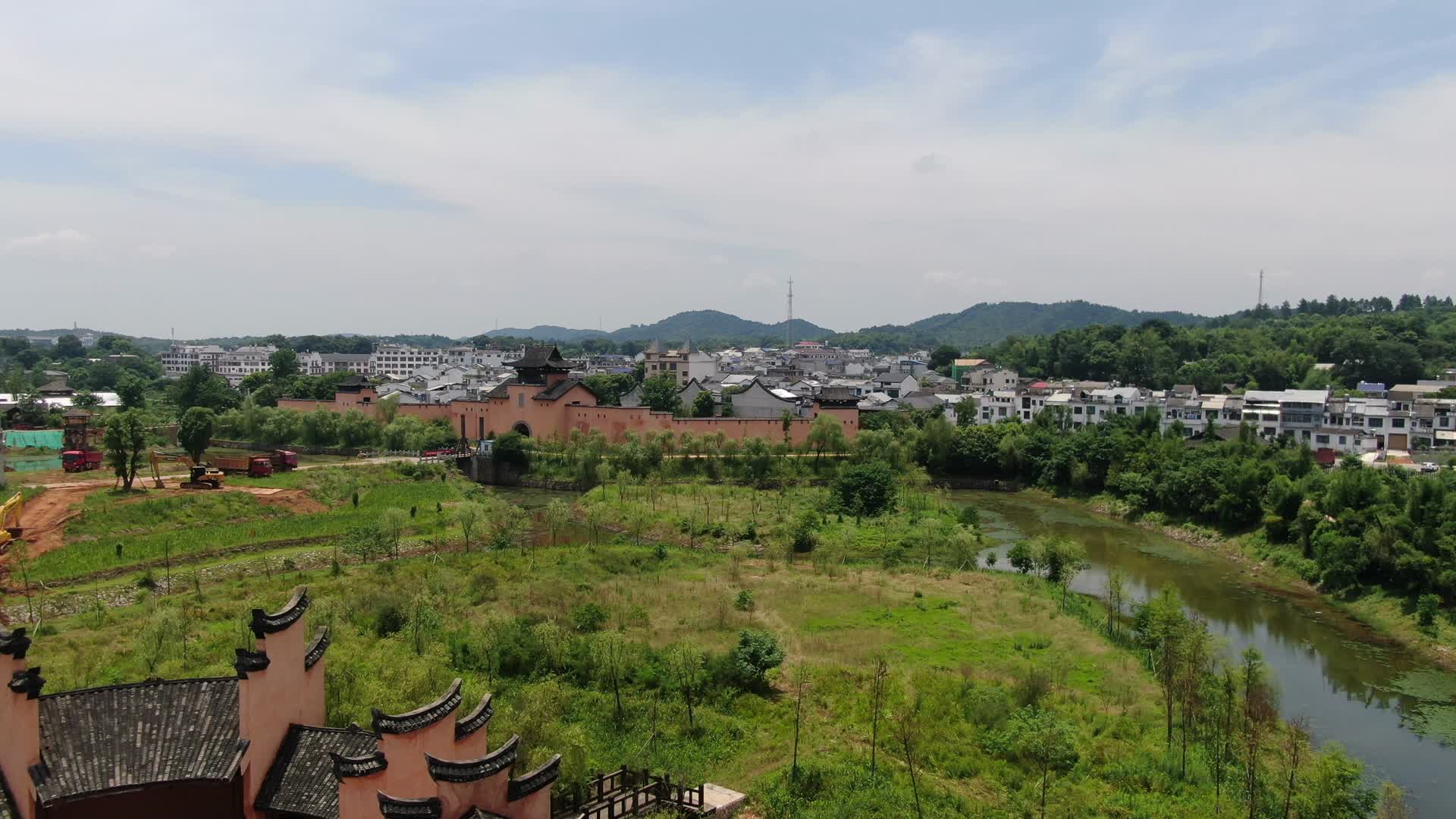 湖南长沙宁乡道林古镇4A景区航拍视频视频的预览图