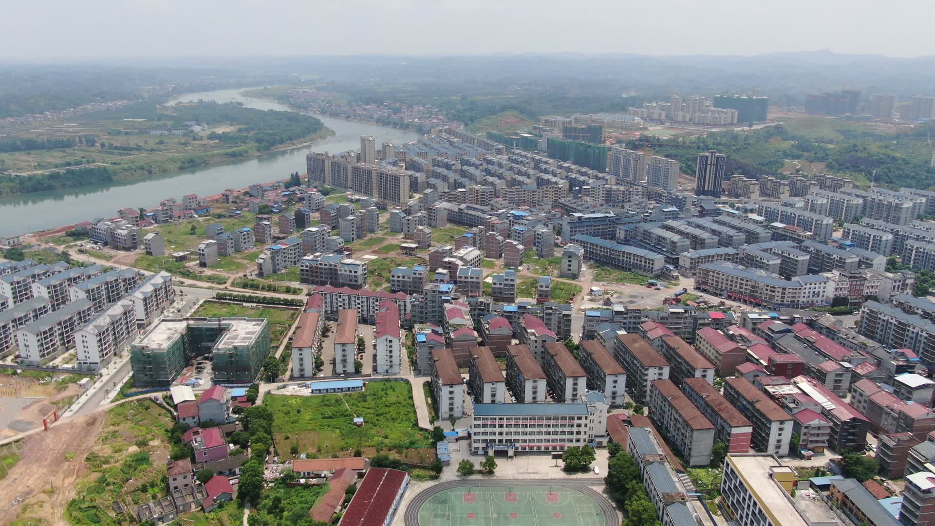 湖南集中乡村城镇航拍视频的预览图
