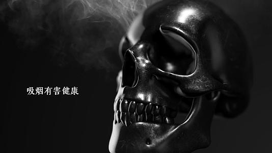 4K死亡黑暗黑白金属骷髅戒烟吸烟有害健康宣传片广告生与死腐朽吸血鬼恐怖恐怖片头骨骨头骨骼视频的预览图