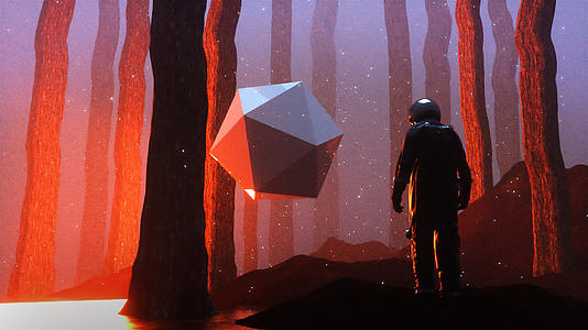 科幻场景幻想太空人宇航员创意动画视频的预览图
