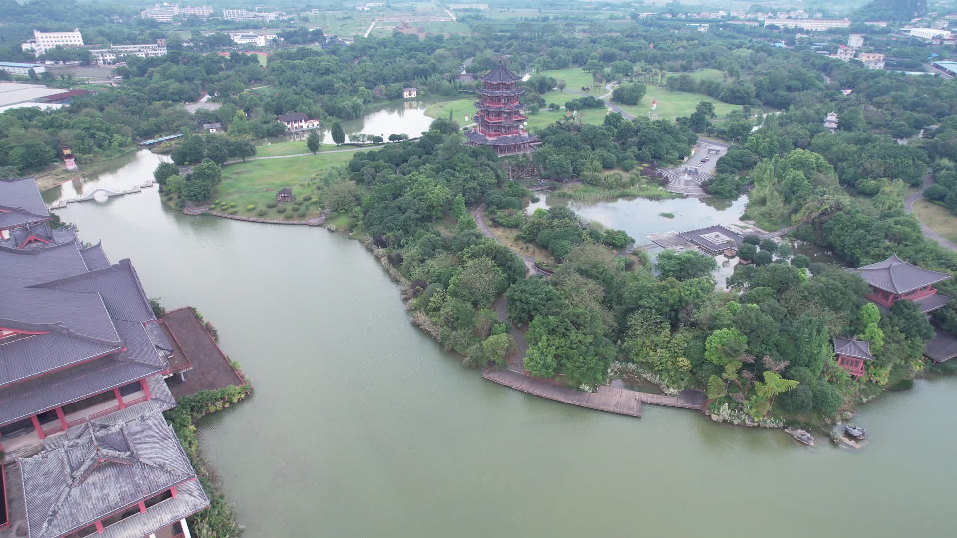 桂林旅游风景区园博园航拍视频的预览图