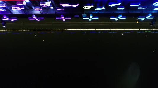 夜晚光斑闪烁霓虹灯桥视频的预览图