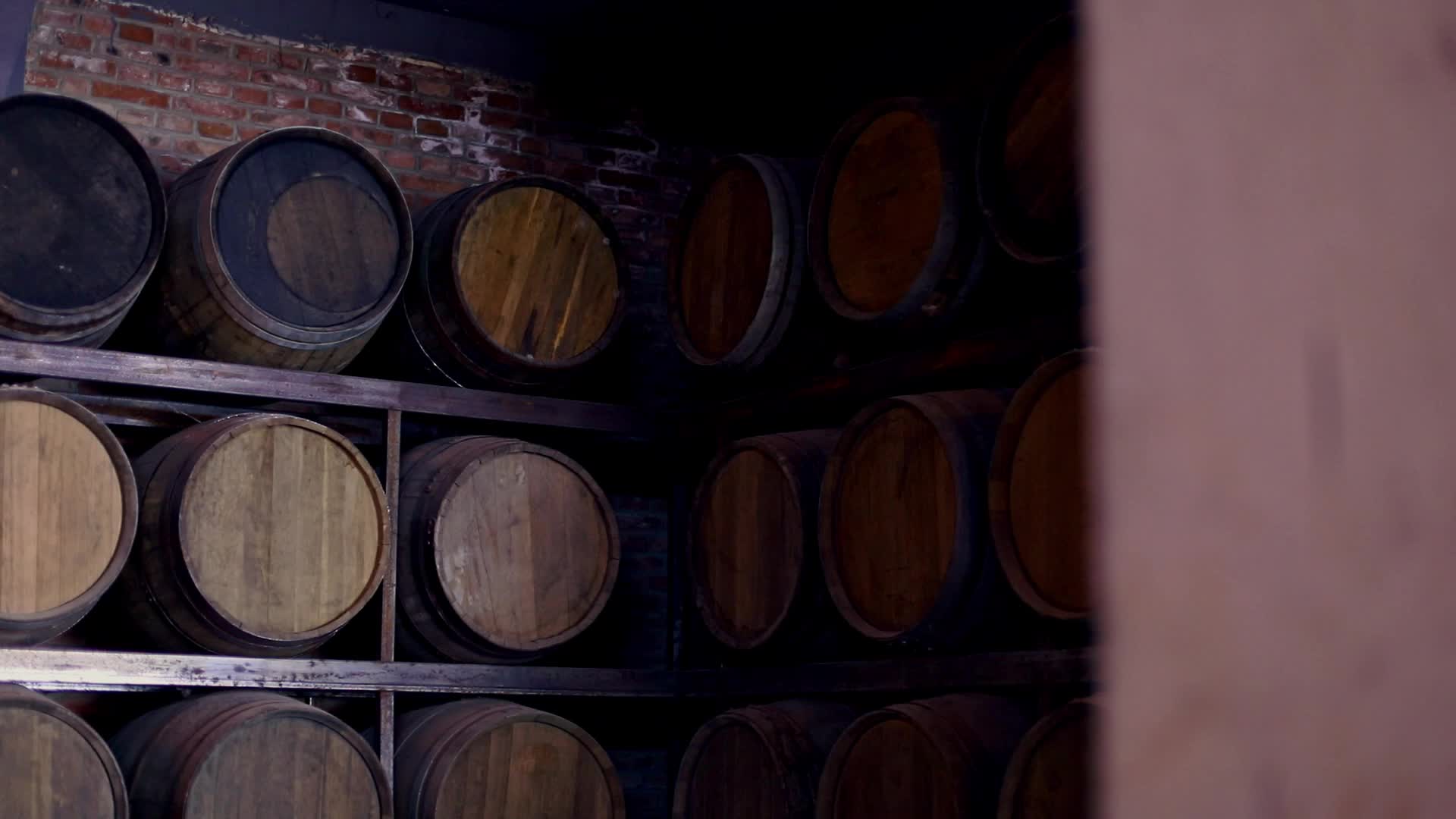 红酒葡萄酒酒窖橡木桶视频的预览图