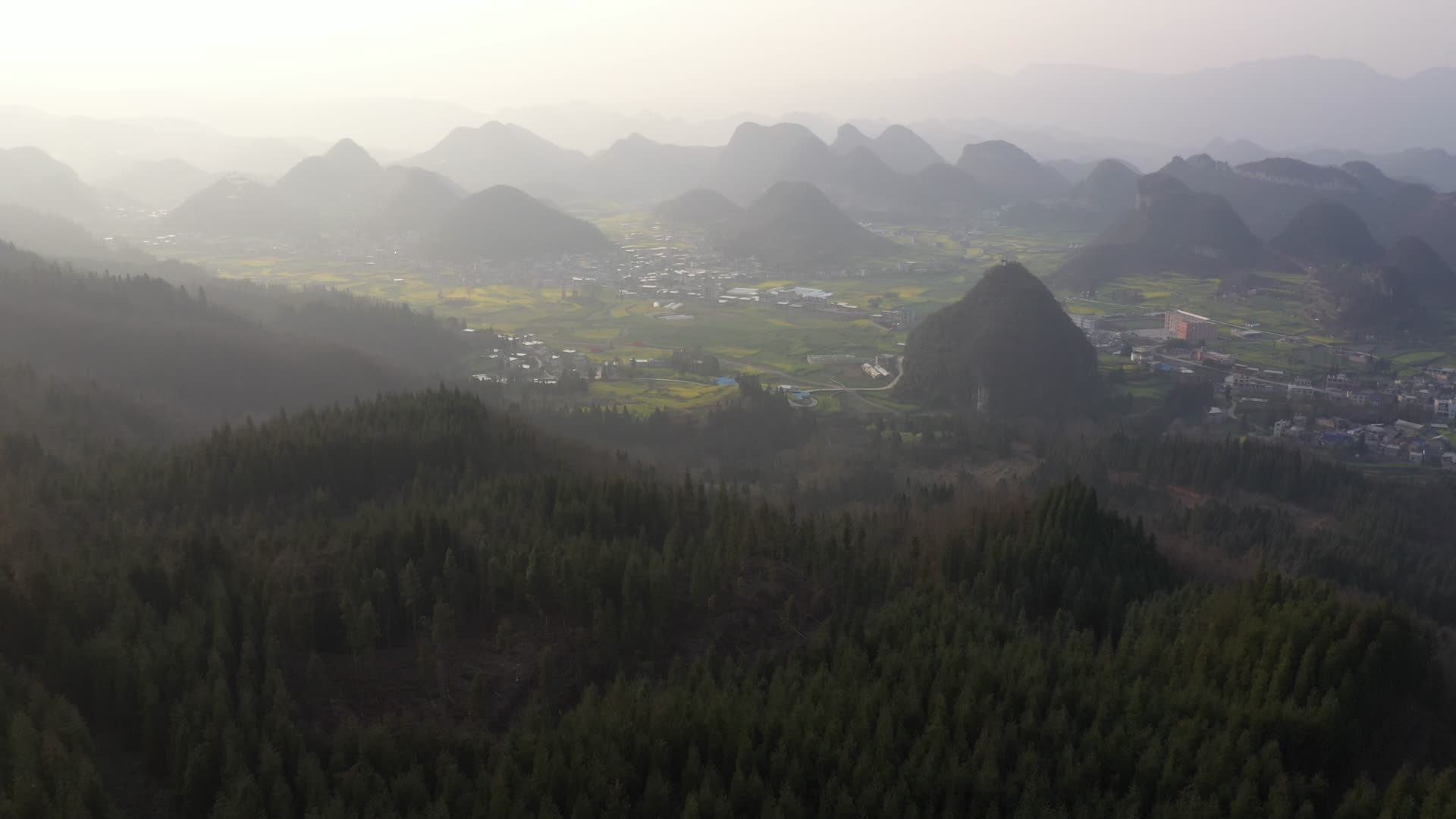 贵州安顺山川油菜花风景航拍4k视频的预览图