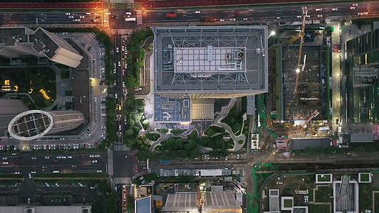垂直俯拍西安高新城市夜景航拍视频视频的预览图