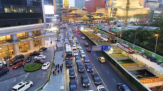 4K城市宣传片上海航拍静安寺合集大城市车流商场街道视频的预览图
